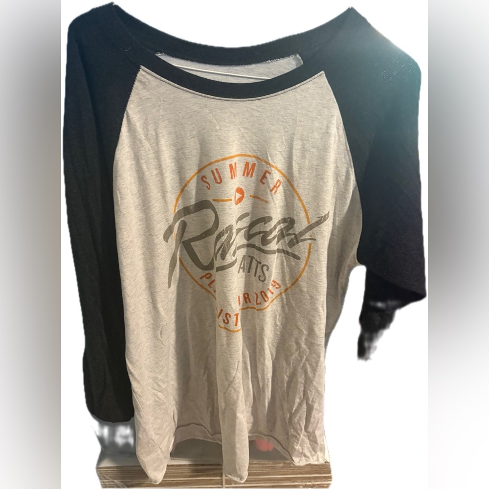 Raglan Sleeve Graphic Tee - Black and White